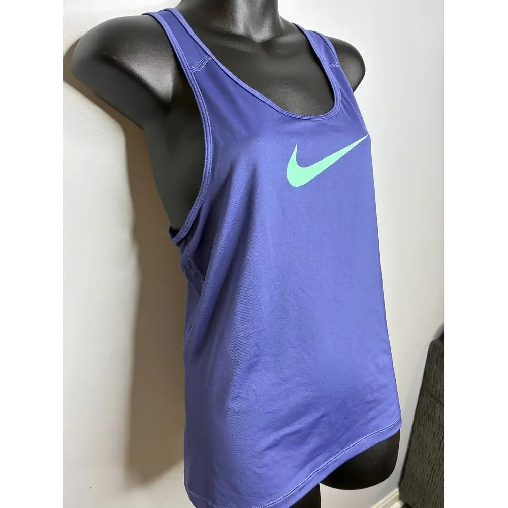 Nike Dri Fit Women's Large Purple Tank with Teal Logo